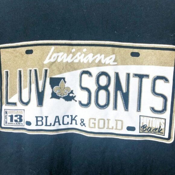 New Orleans Saints License Plate Luv Saints Shirt Black Mens Medium Gildan - Picture 2 of 3